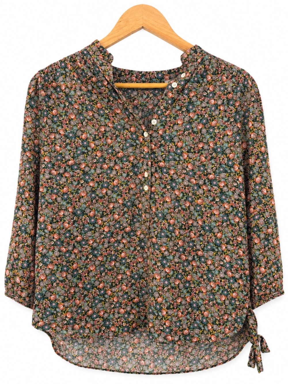 Dôen Button Front Liberty Floral Blouse, Sixe XS